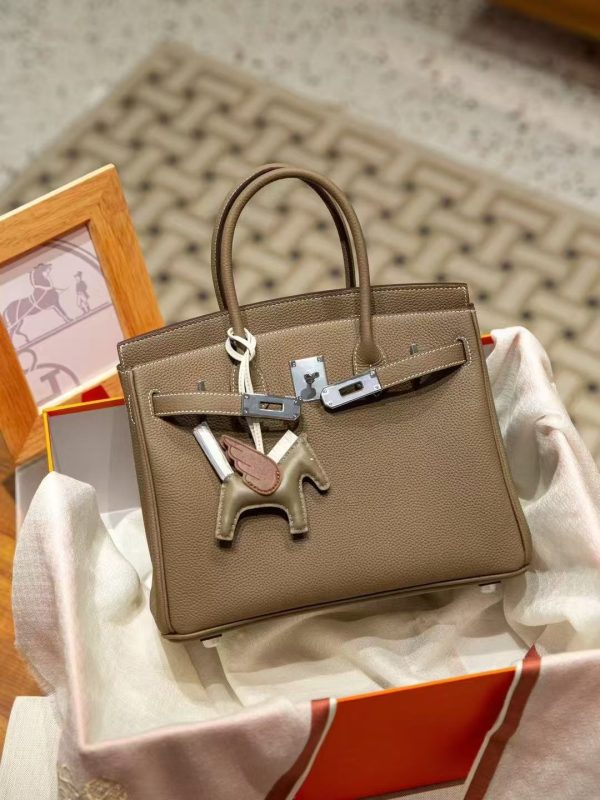 2025-020-GY (3) Luxury Handmade leather handbag, 30CM long Gray