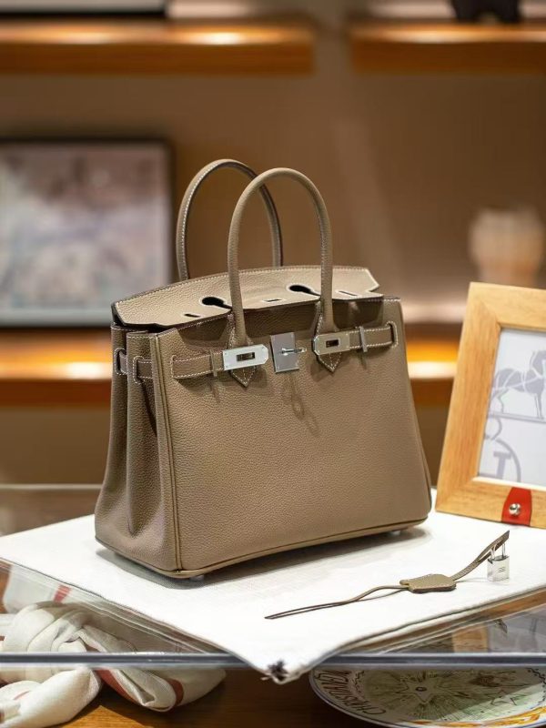 2025-020-GY (5) Luxury Handmade leather handbag, 30CM long Gray