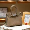 Luxury Handmade  leather handbag, 30CM long Gray