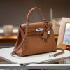Luxury Handmade  leather handbg-28CM-Silver Brown