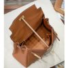Luxury Handmade leather handbg-28CM-Gold  Brown
