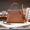 Luxury Handmade  leather handbg-28CM-Silver Brown