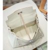 Luxury Handmade  leather handbg-28CM-Silver White