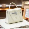 Luxury Handmade  leather handbg-28CM-Silver White