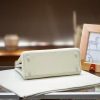 Luxury Handmade  leather handbg-28CM-Silver White