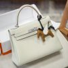 Luxury Handmade  leather handbg-28CM-Silver White