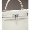 Luxury Handmade  leather handbg-28CM-Silver White