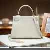 Luxury Handmade leather handbg-28CM-Gold White