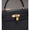 Luxury Handmade  leather handbg-28CM-Gold Black