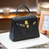 Luxury Handmade  leather handbg-28CM-Gold Black