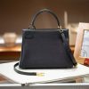 Luxury Handmade  leather handbg-28CM-Gold Black