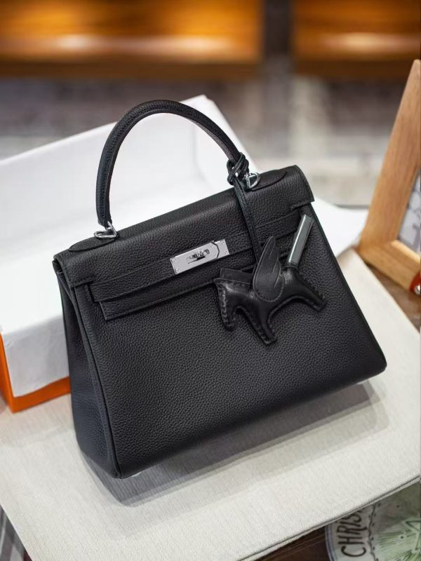 2025-023BK (1) Luxury Handmade handbg-28CM-Silver Black