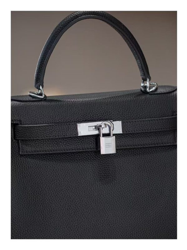 2025-023BK (2) Luxury Handmade handbg-28CM-Silver Black