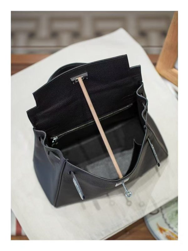 2025-023BK (3) Luxury Handmade handbg-28CM-Silver Black
