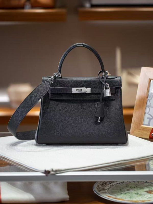 2025-023BK (4) Luxury Handmade handbg-28CM-Silver Black