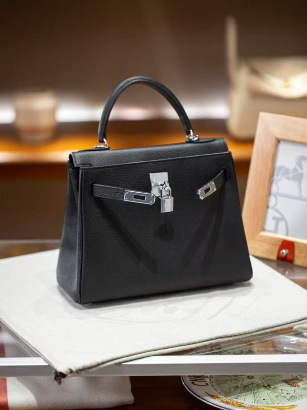 2025-023BK (6) Luxury Handmade handbg-28CM-Silver Black