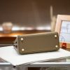 Luxury Handmade  leather handbg-28CM-Gold Gray