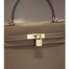Luxury Handmade  leather handbg-28CM-Gold Gray