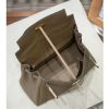 Luxury Handmade  leather handbg-28CM-Gold Gray