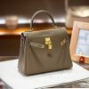 Luxury Handmade  leather handbg-28CM-Gold Gray