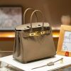 Luxury Handmade leather handbag, 30CM long Grey