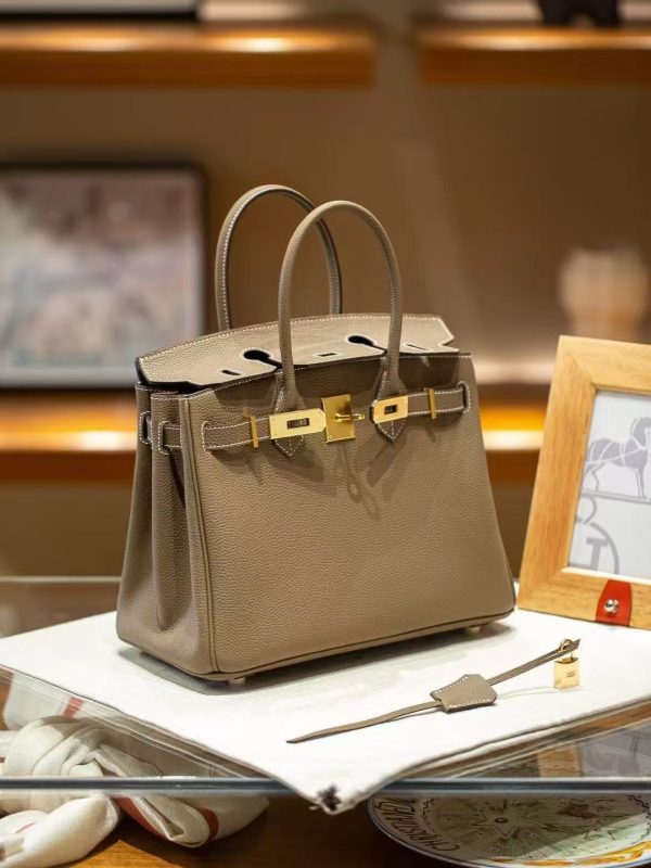 Luxury Handmade leather handbag, 30CM long Grey