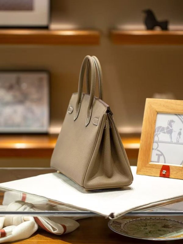 Luxury Handmade leather handbag, 30CM long Grey