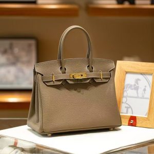 Luxury Handmade leather handbag, 30CM long Grey