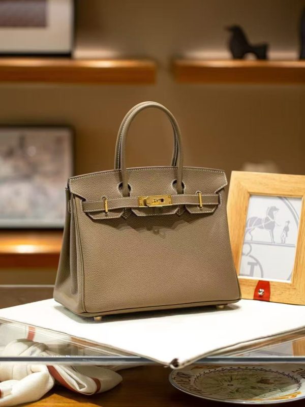 Luxury Handmade leather handbag, 30CM long Grey