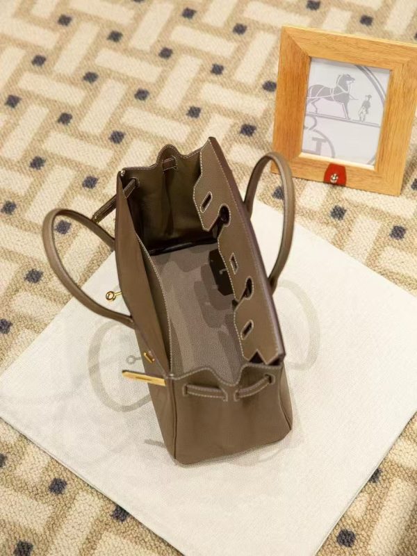 Luxury Handmade leather handbag, 30CM long Grey