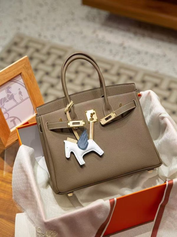 Luxury Handmade leather handbag, 30CM long Grey