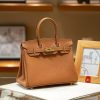 Luxury Handmade leather handbag, 30CM long Brown