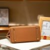 Luxury Handmade leather handbag, 30CM long Brown