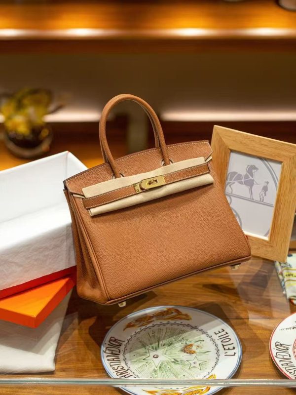 Luxury Handmade leather handbag, 30CM long Brown