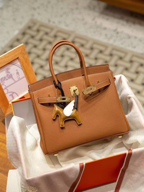 Luxury Handmade leather handbag, 30CM long Brown