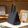 Luxury Handmade leather handbag, 30CM long black