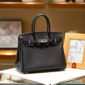 Luxury Handmade leather handbag, 30CM long black
