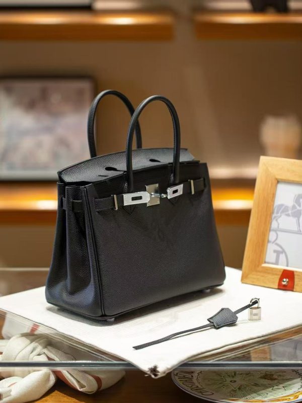 Luxury Handmade leather handbag, 30CM long black
