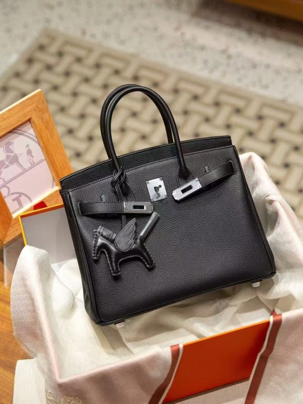 Luxury Handmade leather handbag, 30CM long black